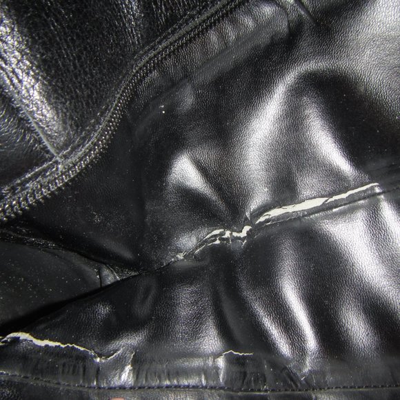 BANANA REPUBLIC Black Leather Knee Boots Sz 10, 4" Heel, Almond Toe - Picture 12 of 15